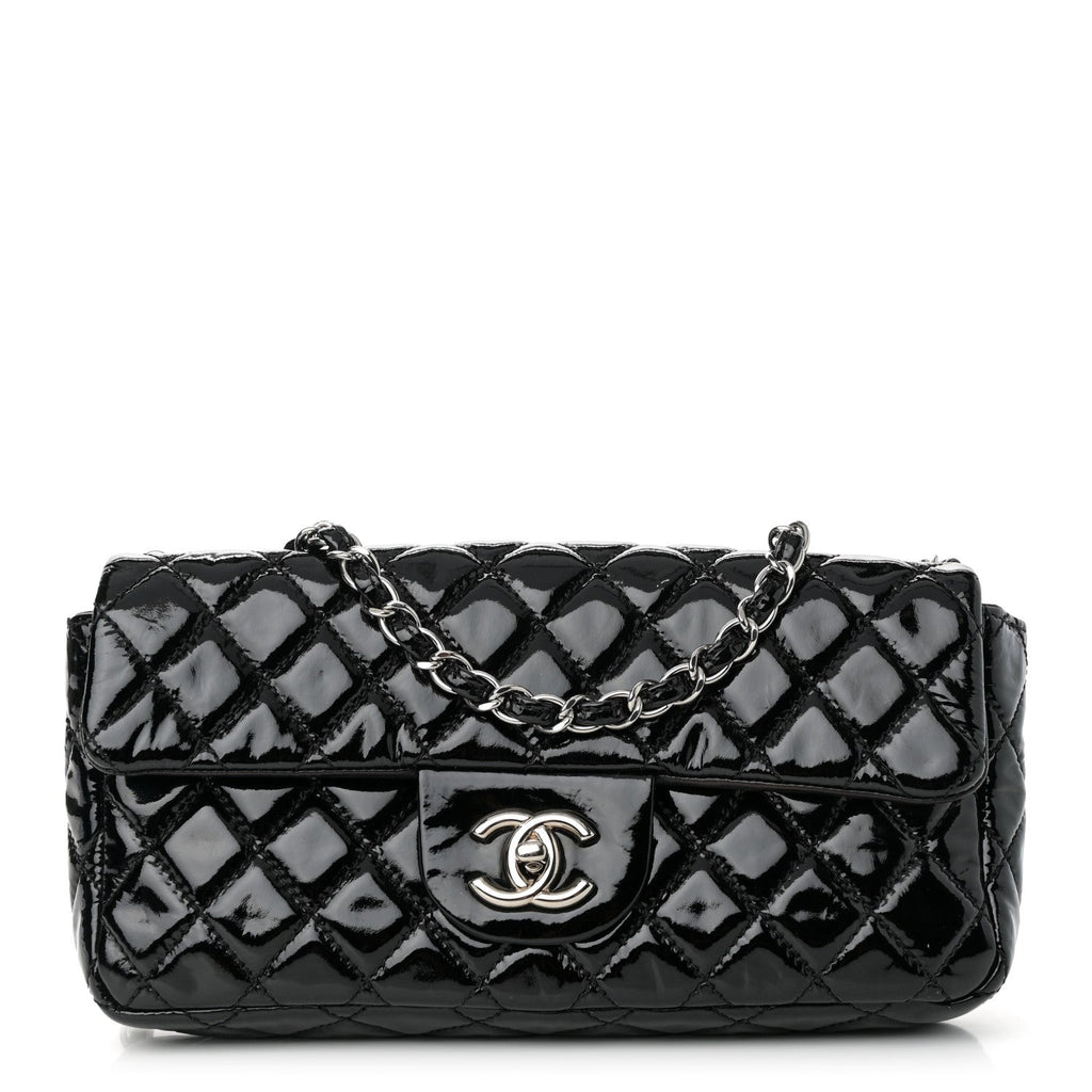 Patent Quilted Medium Single Flap Black