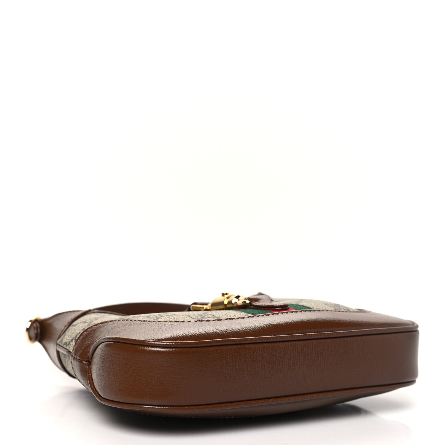 GG Supreme Monogram Azalea Calfskin Web Mini Jackie 1961 Hobo Beige Ebony Brown Sugar