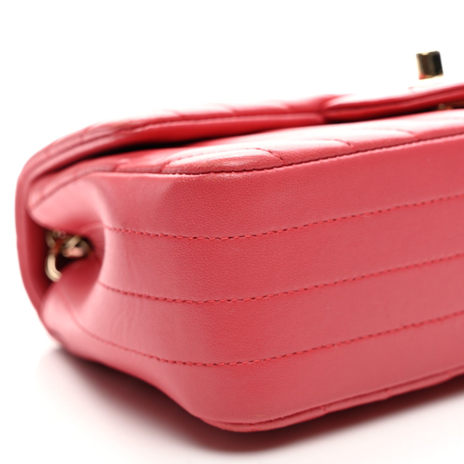 Lambskin Chevron Quilted Mini Rectangular Flap Pink