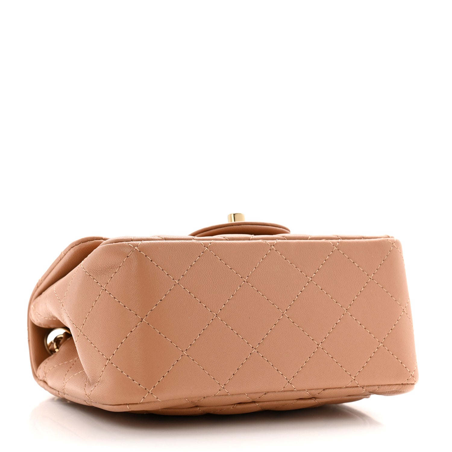 Lambskin Quilted Mini Square Flap Brown