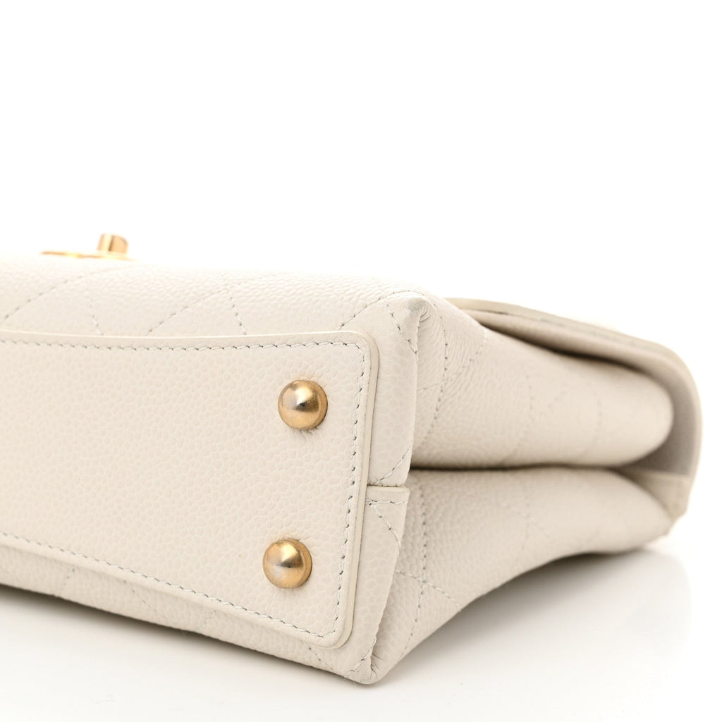 Grained Calfskin Small Stitched Flap White