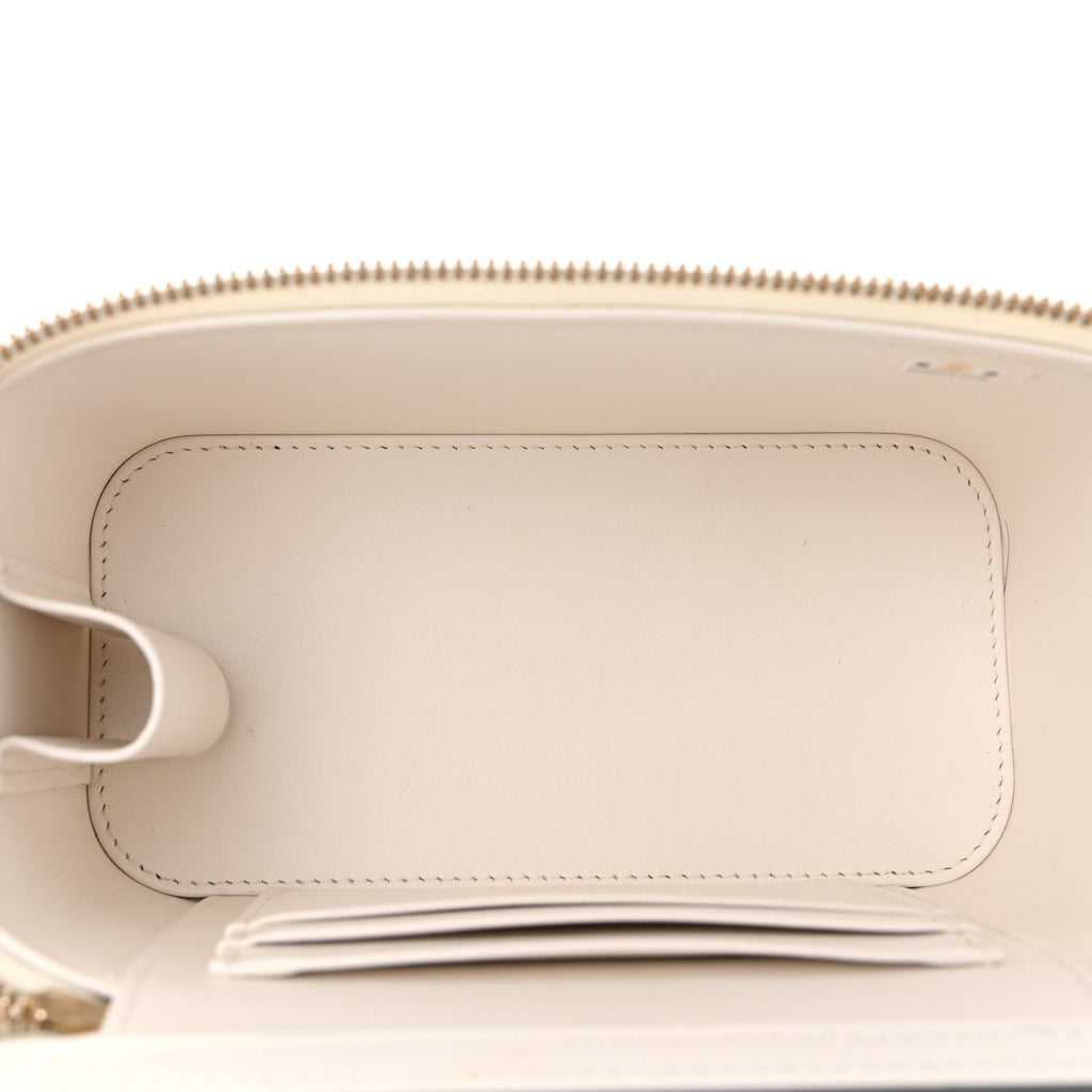 Caviar Quilted Enamel Coco Casino Small Vanity Case With Chain White
