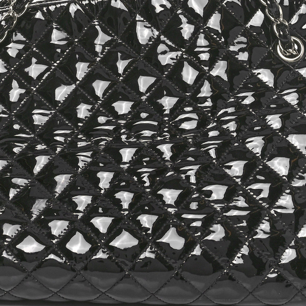 Patent Quilted Large Just Mademoiselle Bowling Bag Black