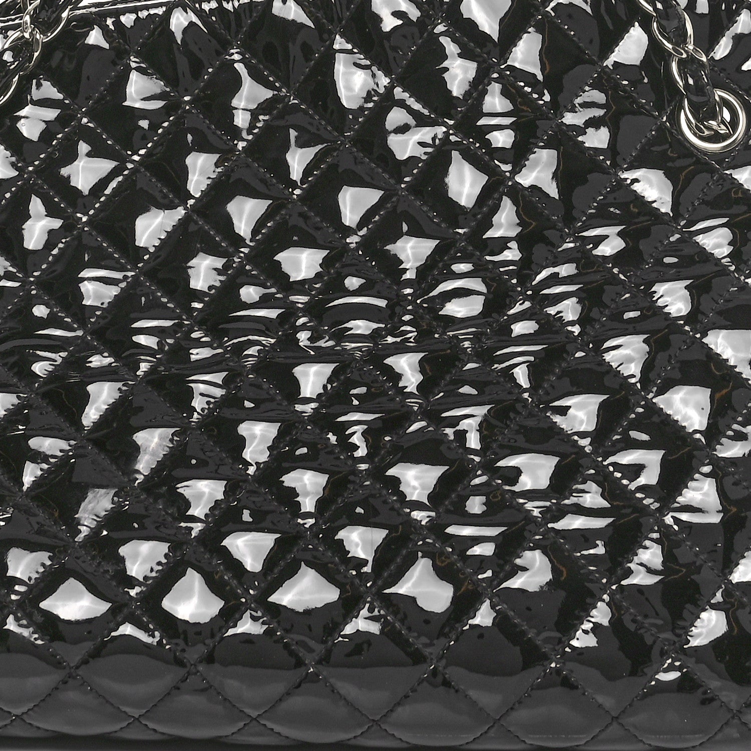 Patent Quilted Large Just Mademoiselle Bowling Bag Black