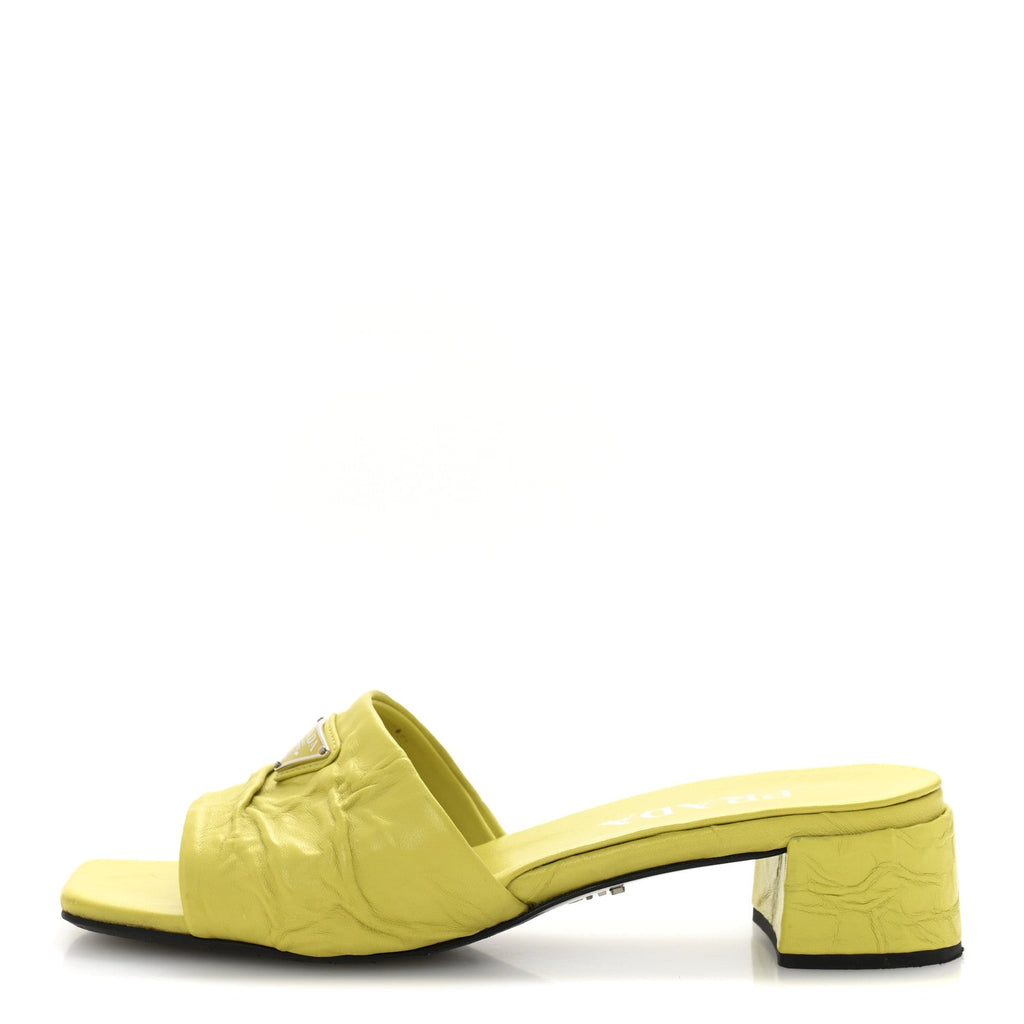Nappa Antique Triangle Logo Mules 37.5 Cedro