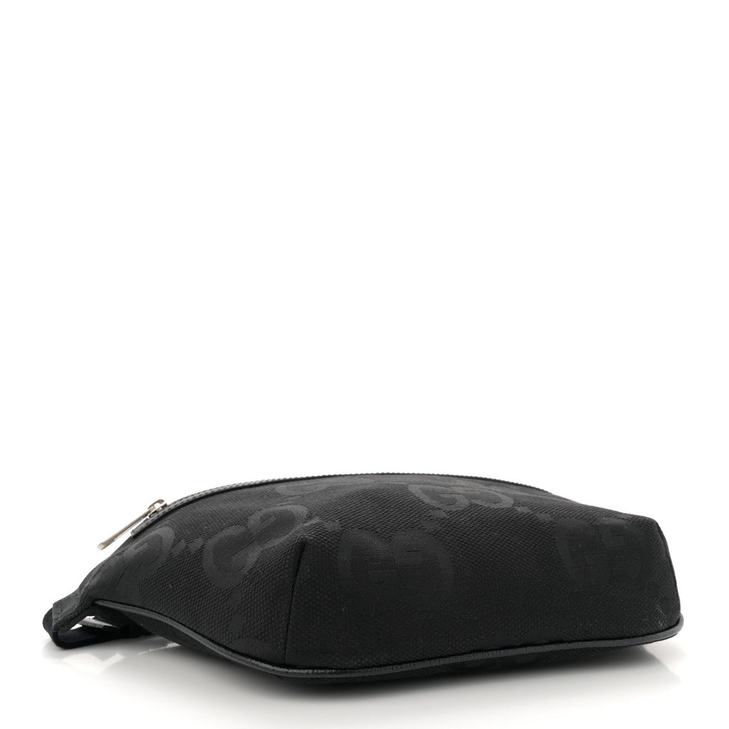 Monogram Jumbo GG Textured Dollar Calfskin Web Belt Bag Black