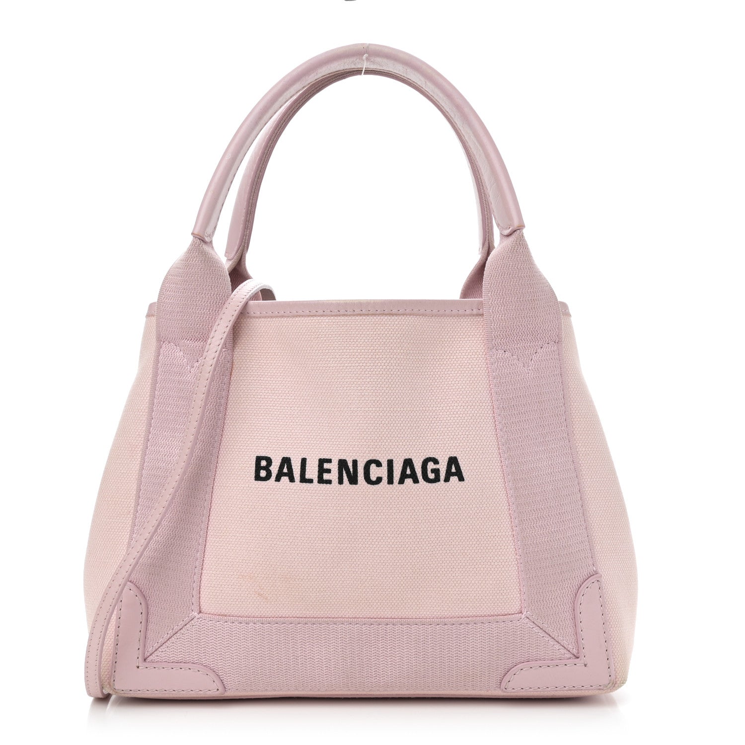 Cotton Canvas Satin Calfskin Navy Cabas XS Pink