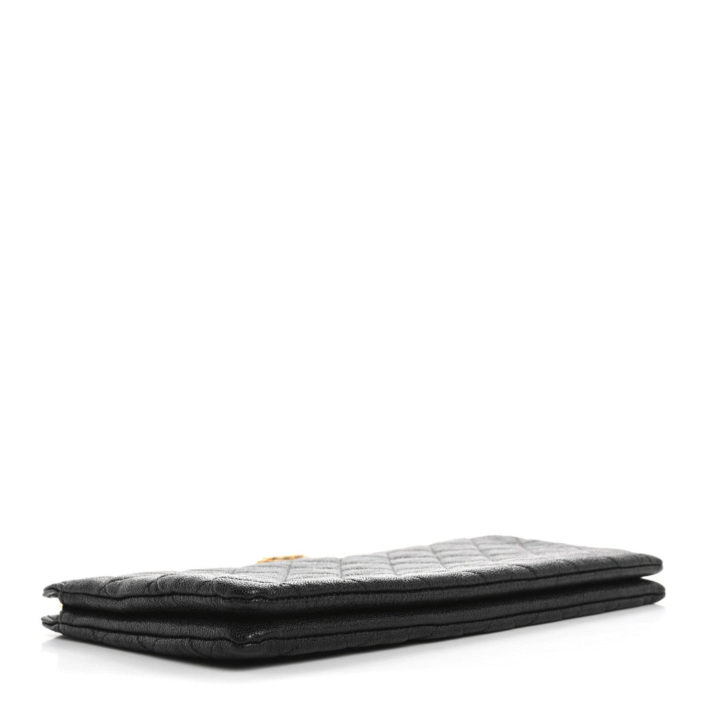 Caviar Quilted Small Zipped Boy Pouch Black