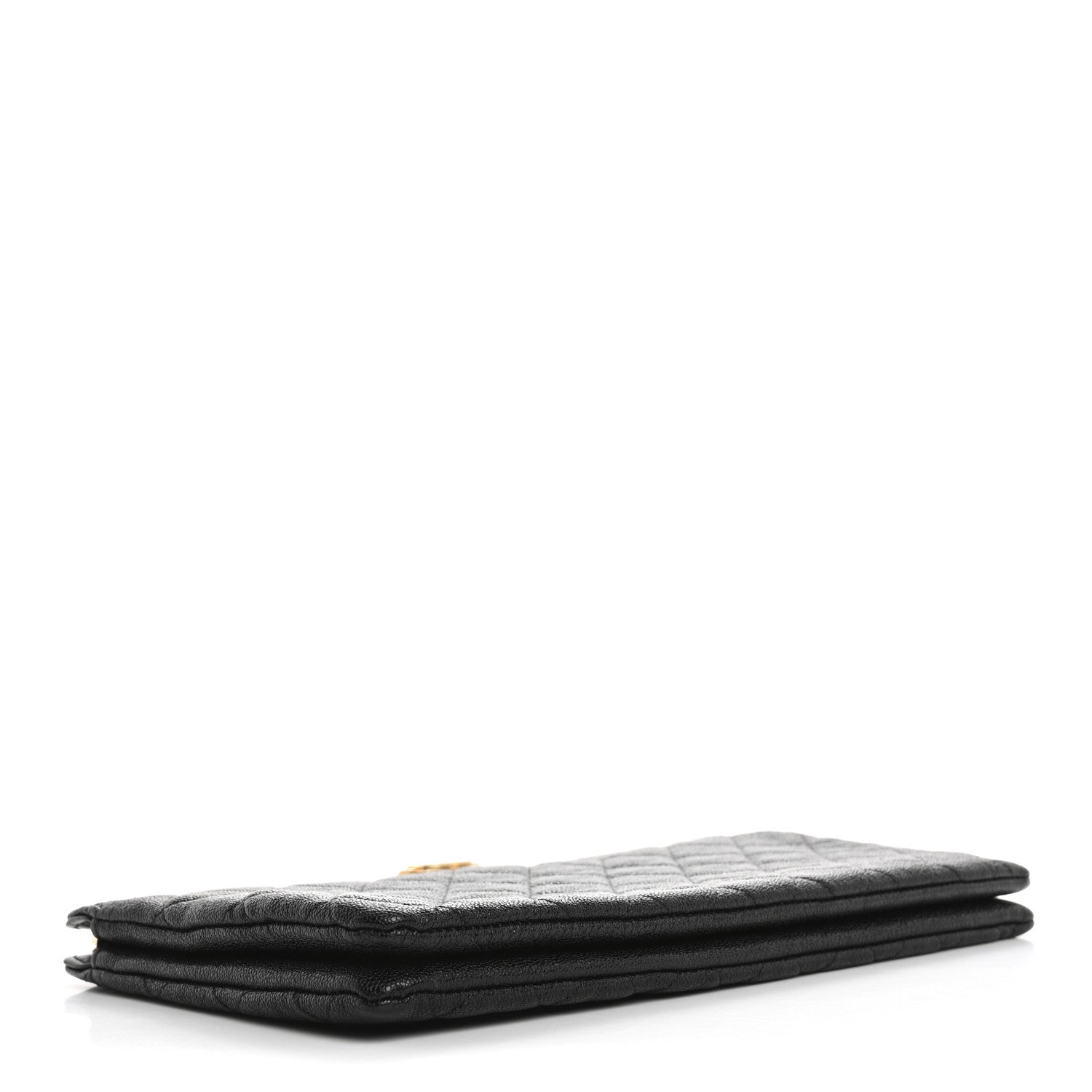 Caviar Quilted Small Zipped Boy Pouch Black
