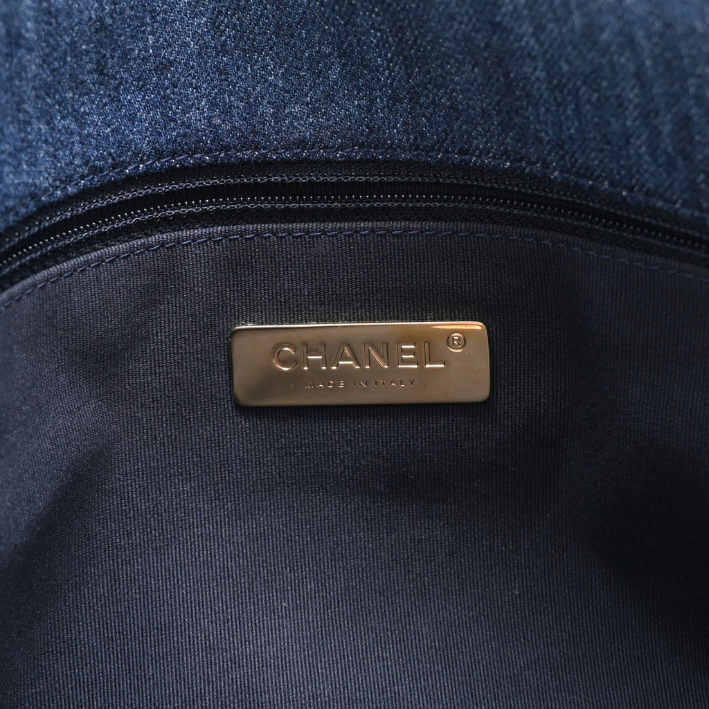 Denim Quilted Large Chanel 19 Flap Blue