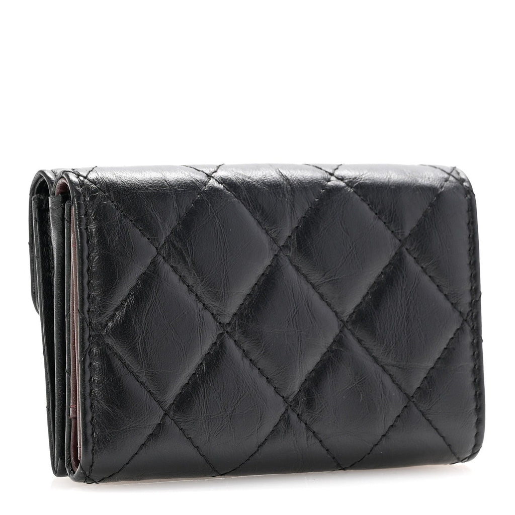 Aged Calfskin Quilted Reissue Compact Wallet Black