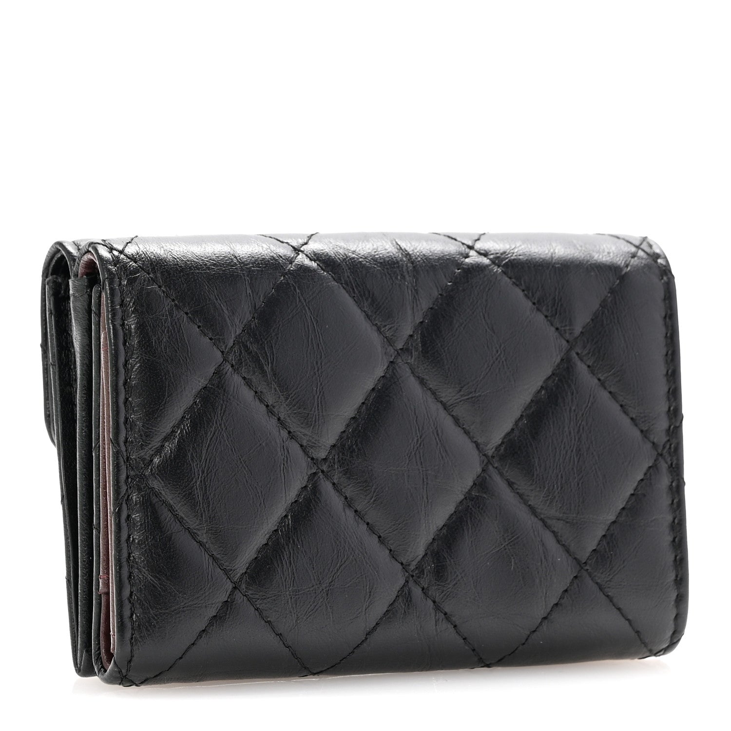 Aged Calfskin Quilted Reissue Compact Wallet Black