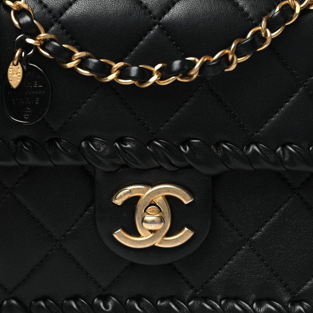 Calfskin Braided Mini My Own Frame Flap Black