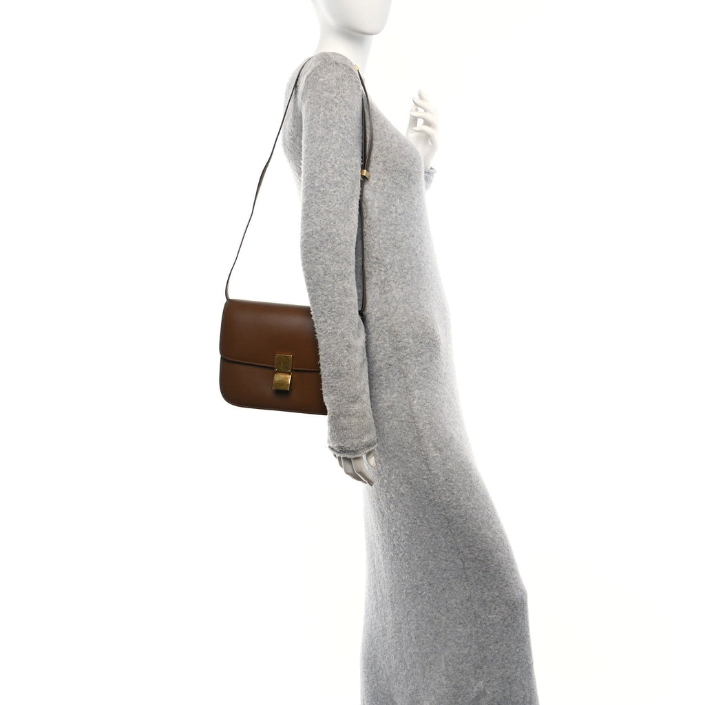 Box Calfskin Medium Classic Box Flap Bag Taupe