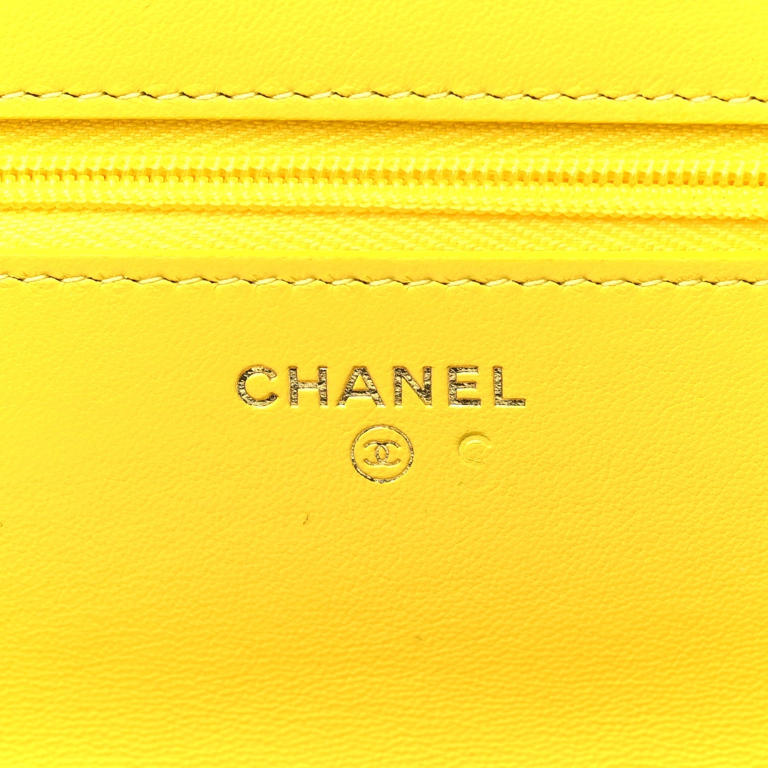 Lambskin Resin Quilted Wallet On Chain WOC Yellow