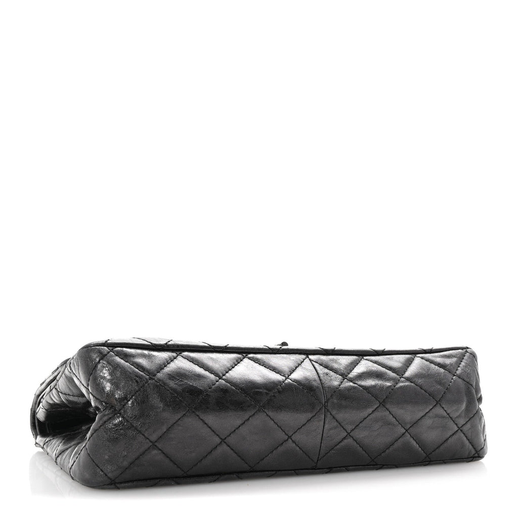 Metallic Aged Calfskin Quilted 2.55 Reissue 227 Flap So Black