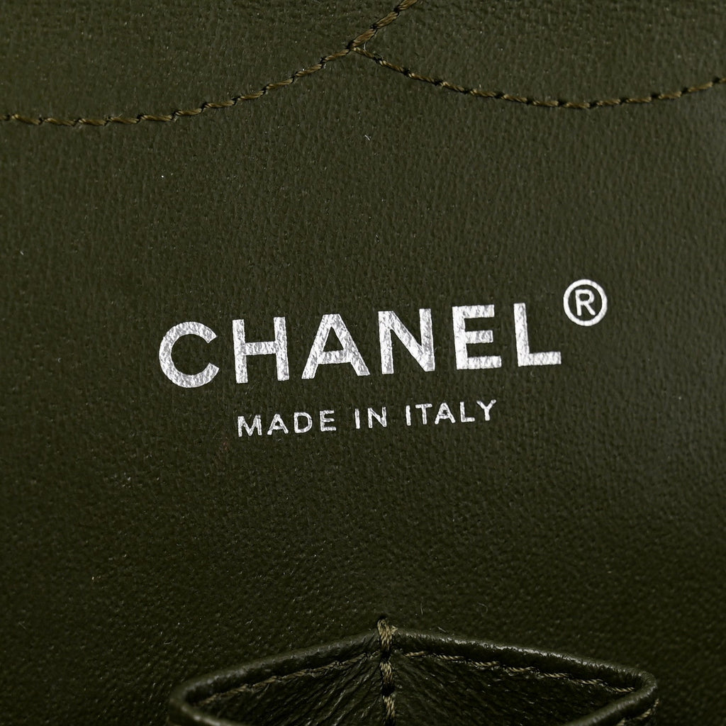 Caviar Quilted Jumbo Double Flap Green
