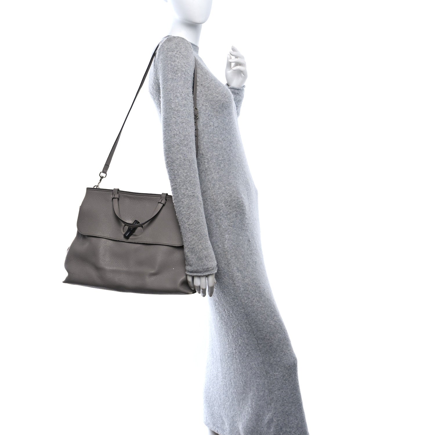 Cellarius Calfskin Large Bamboo Daily Top Handle Bag Storm Grey