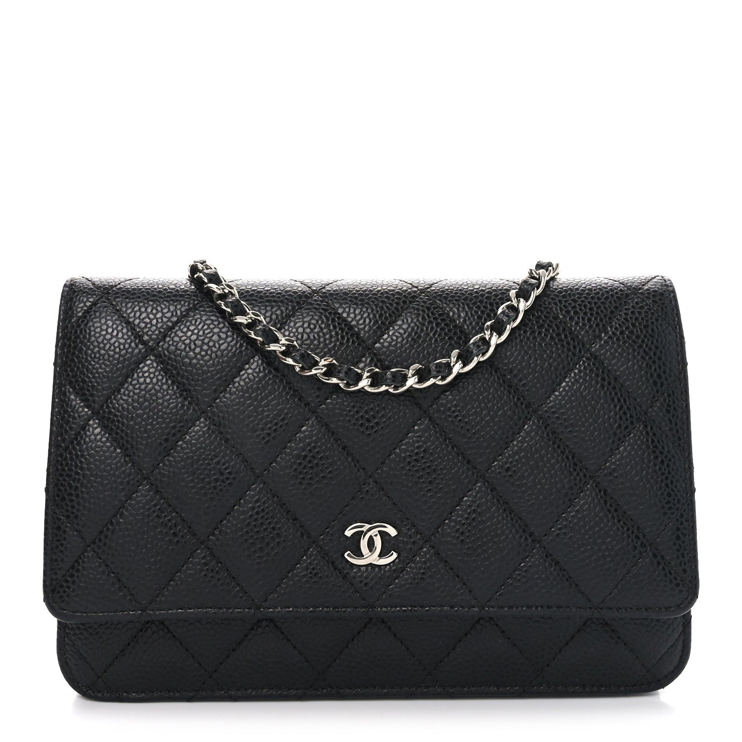 Caviar Quilted Wallet on Chain WOC Black