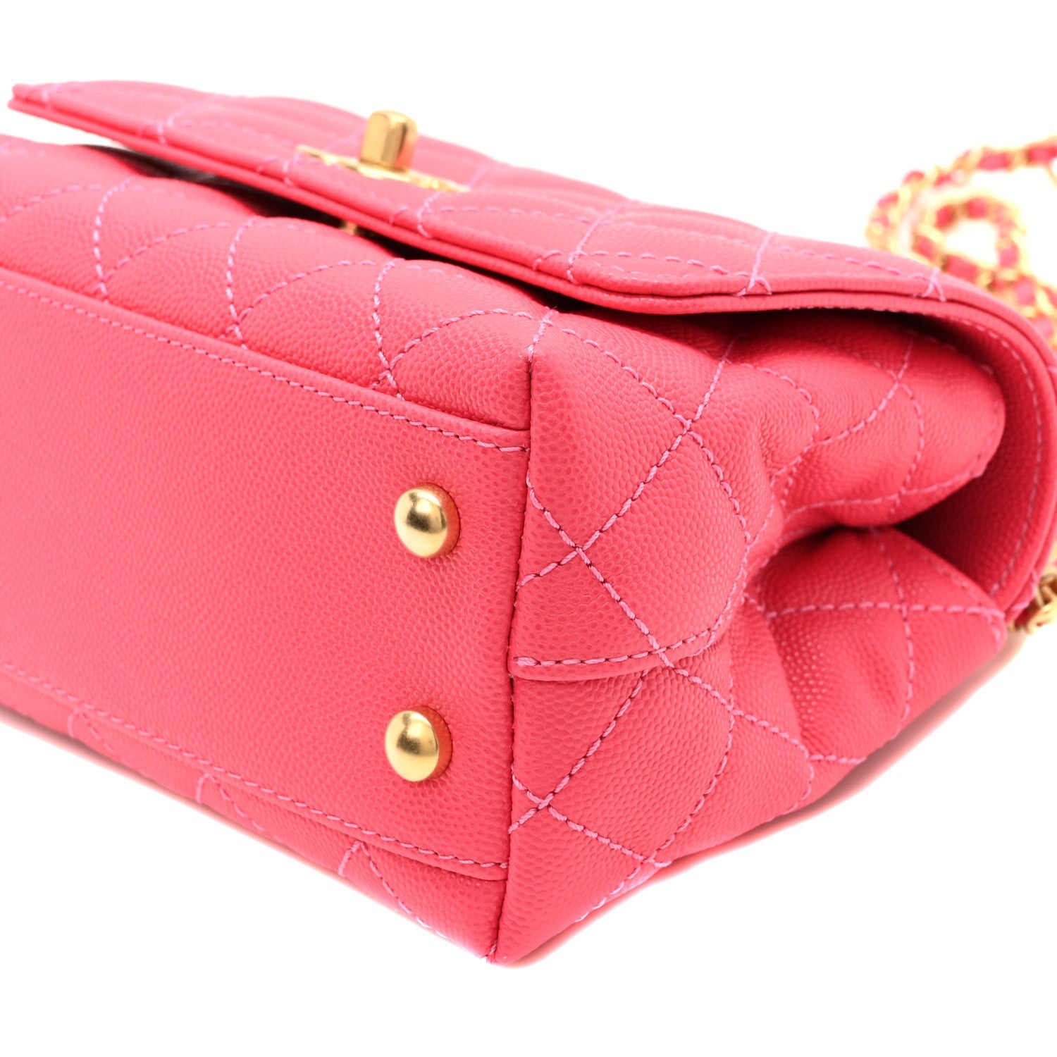 Caviar Quilted Extra Mini Coco Chain Handle Flap Dark Pink