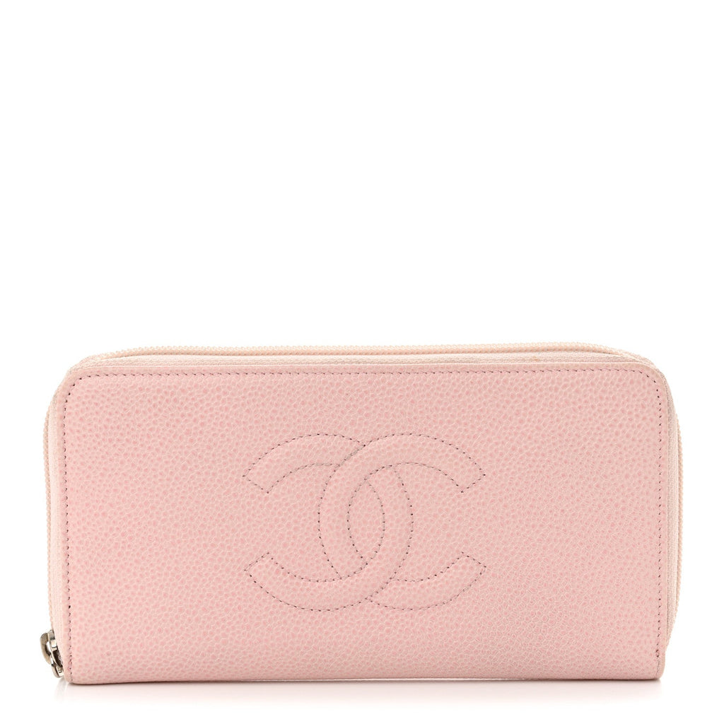 Caviar Large Timeless CC Zip Around Wallet Pink