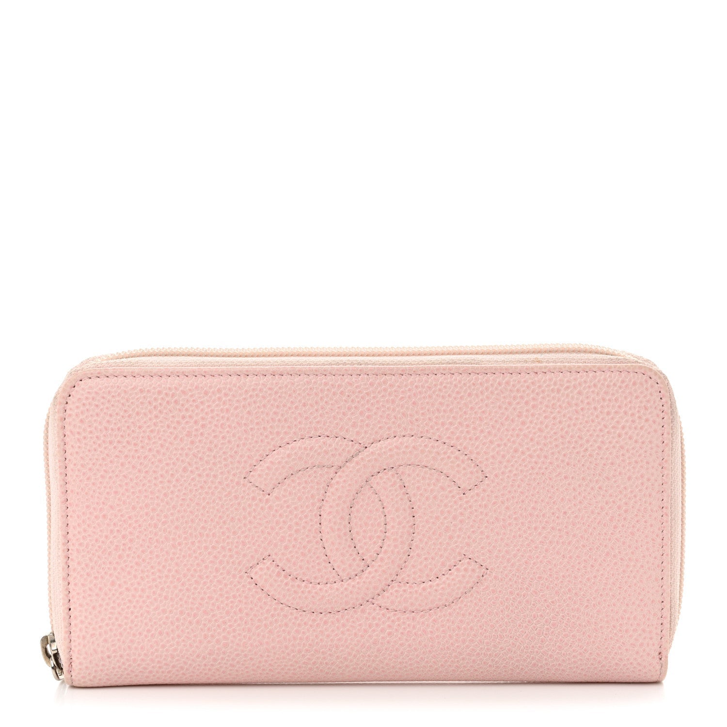 Caviar Large Timeless CC Zip Around Wallet Pink