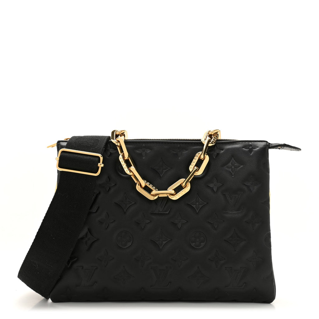 Lambskin Embossed Monogram Coussin PM Black