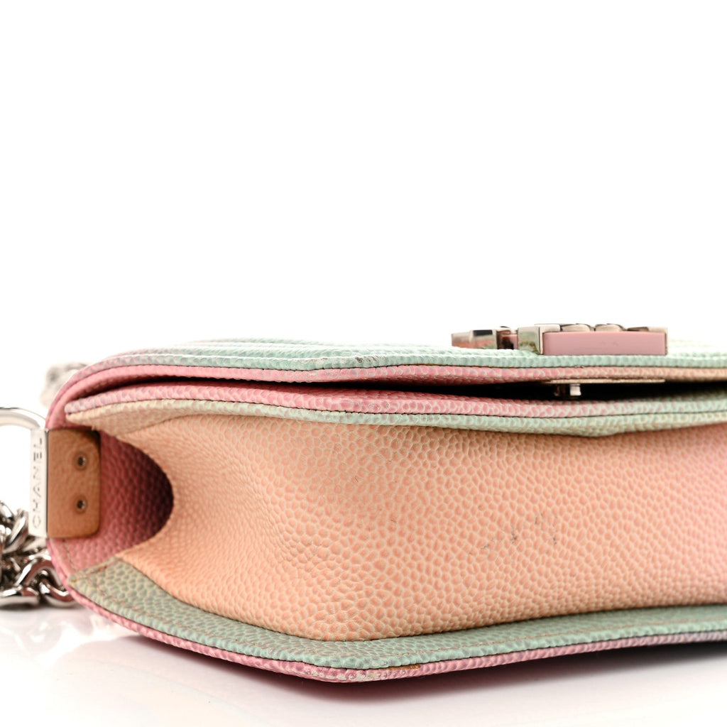 Caviar Quilted Mini Cuba Rainbow Boy Flap Pink Multicolor