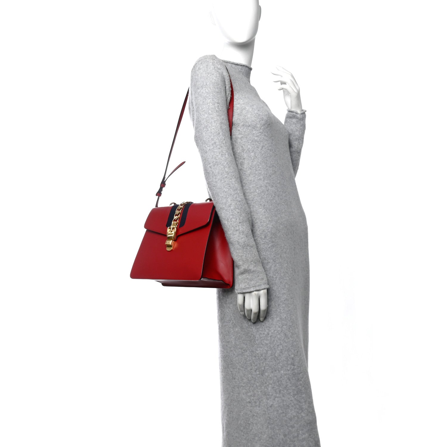 Calfskin Medium Sylvie Top Handle Bag Hibiscus Red