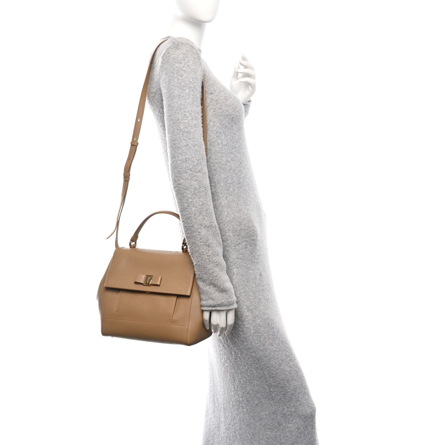Hammered Calfskin Carrie O Shoulder Bag Camel