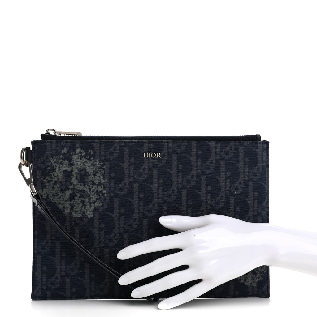x Denim Tears A5 Oblique Flat Pouch Wristlet Blue