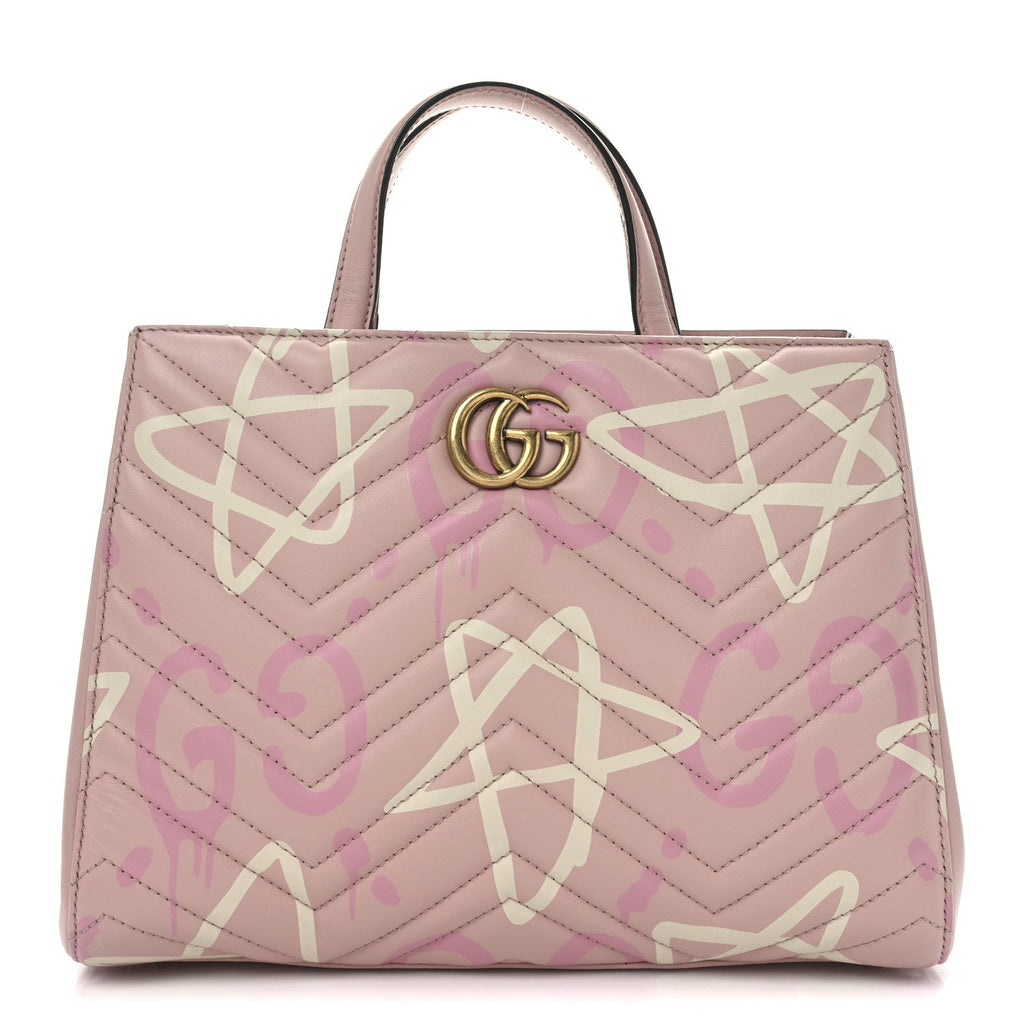 Calfskin Matelasse GucciGhost Small GG Marmont Tote Perfect Pink Rosa Ivory