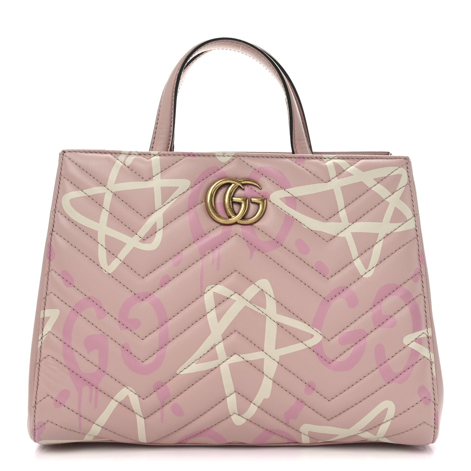 Calfskin Matelasse GucciGhost Small GG Marmont Tote Perfect Pink Rosa Ivory