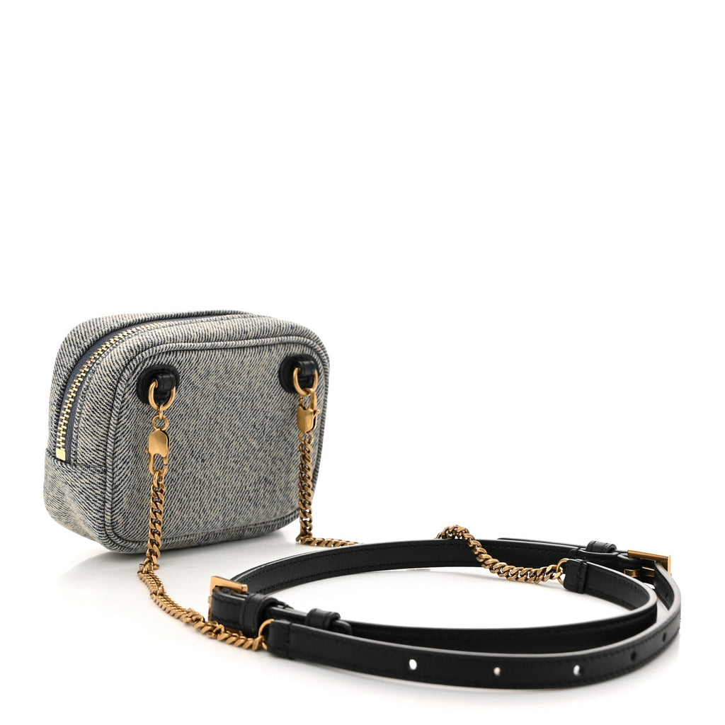 Denim Matelasse Monogram Lou Belt Bag Washed Blue