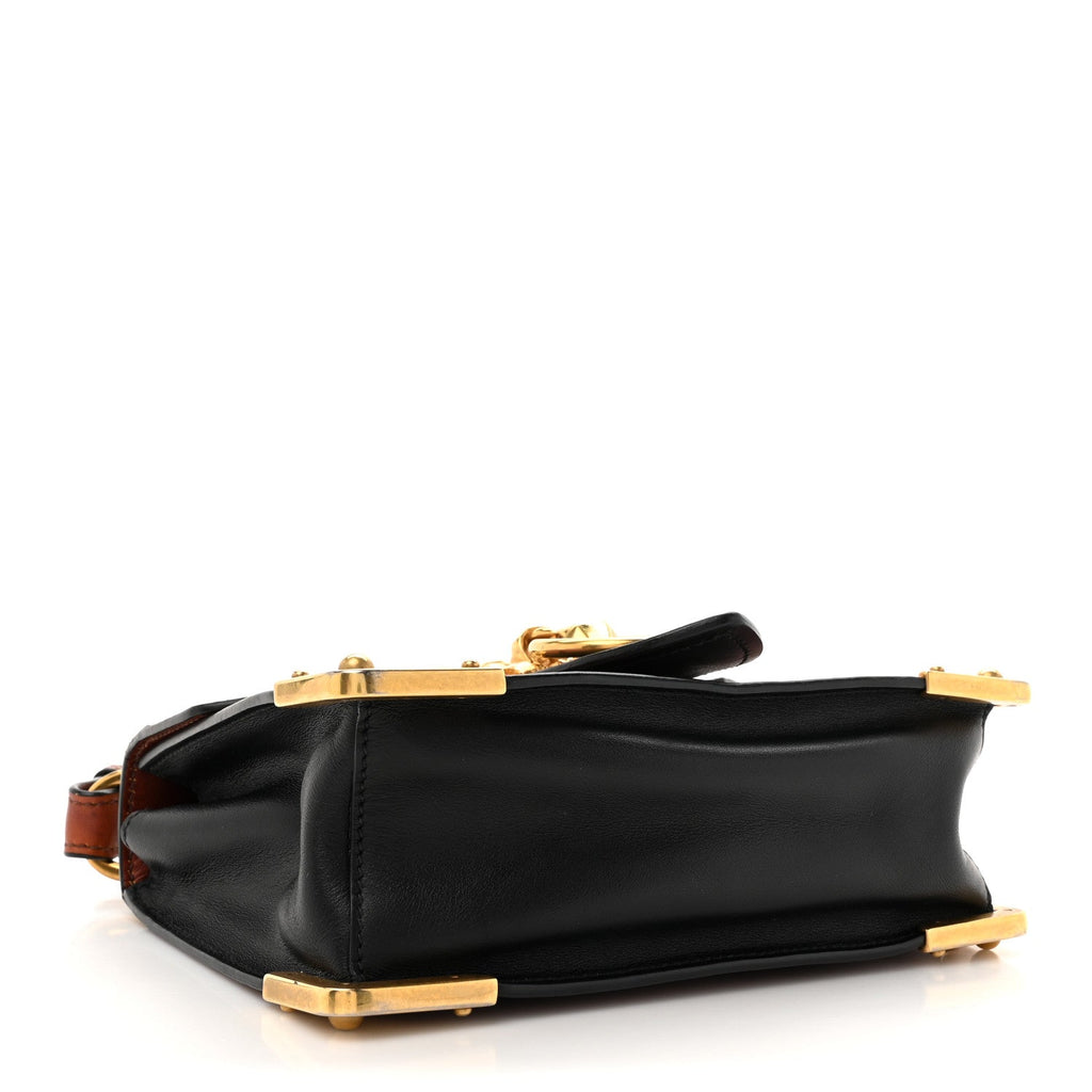 Antic Soft Saffiano Lions Head Cahier Shoulder Bag Cotto Black