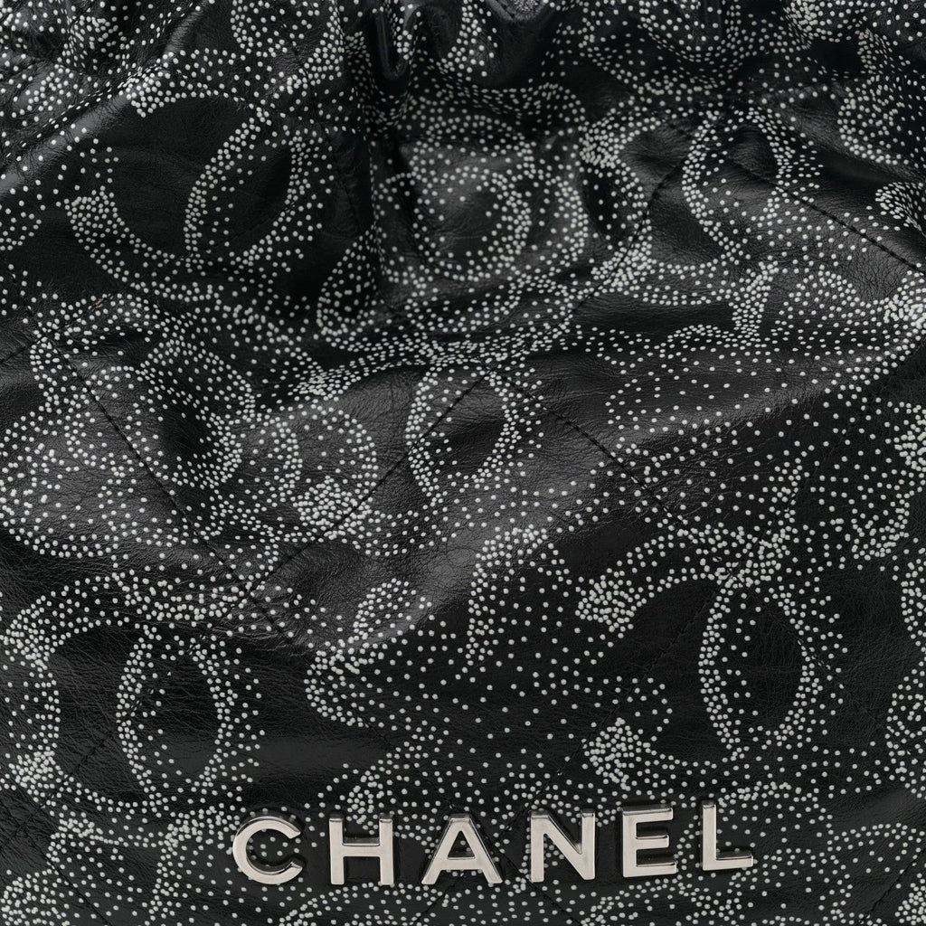 Printed Calfskin Quilted Chanel 22 Black