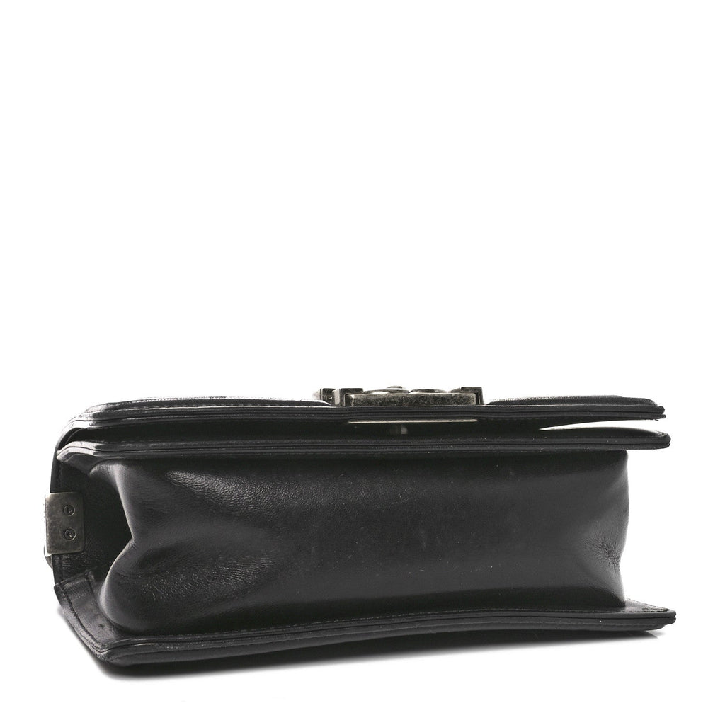 Galuchat Stingray Small Boy Flap Black Silver