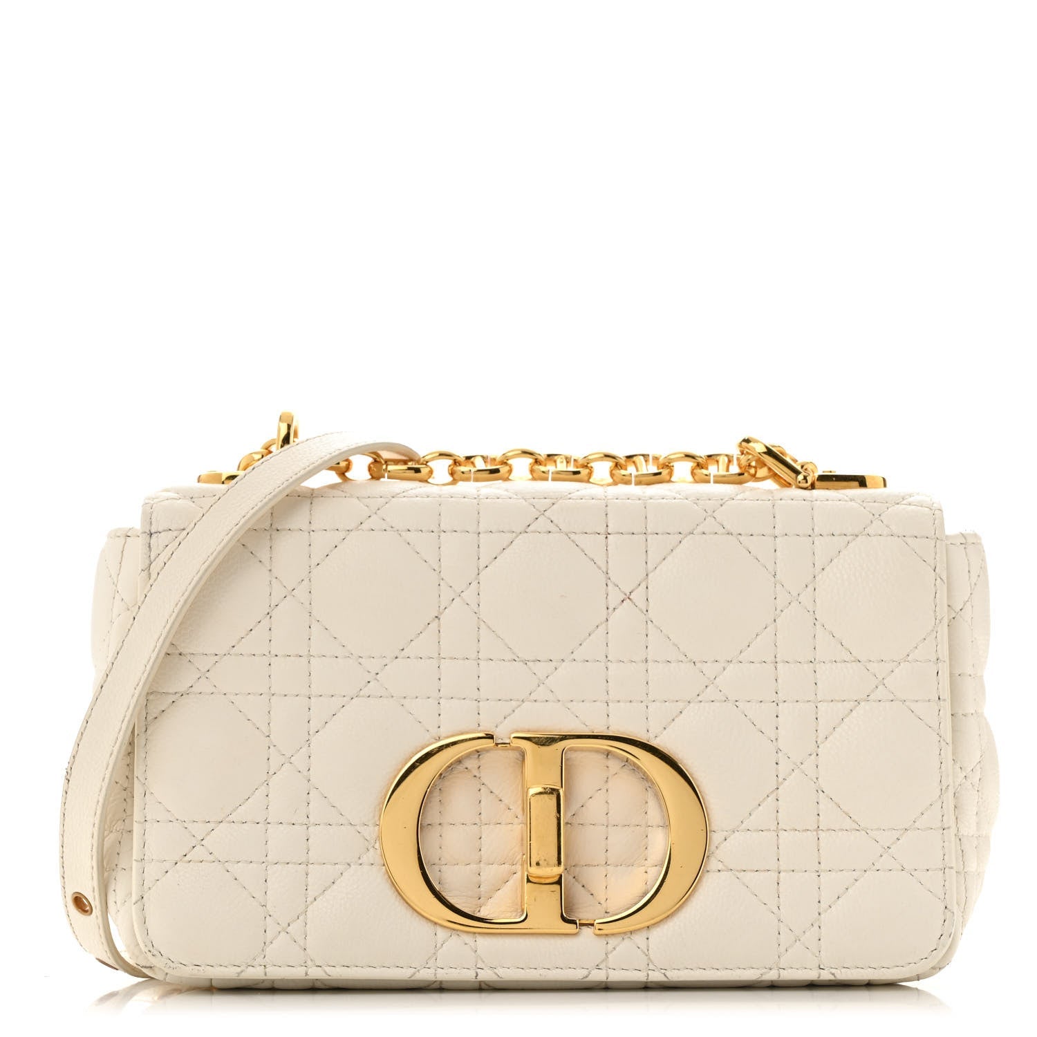 Calfskin Cannage Small Caro Bag Ivory