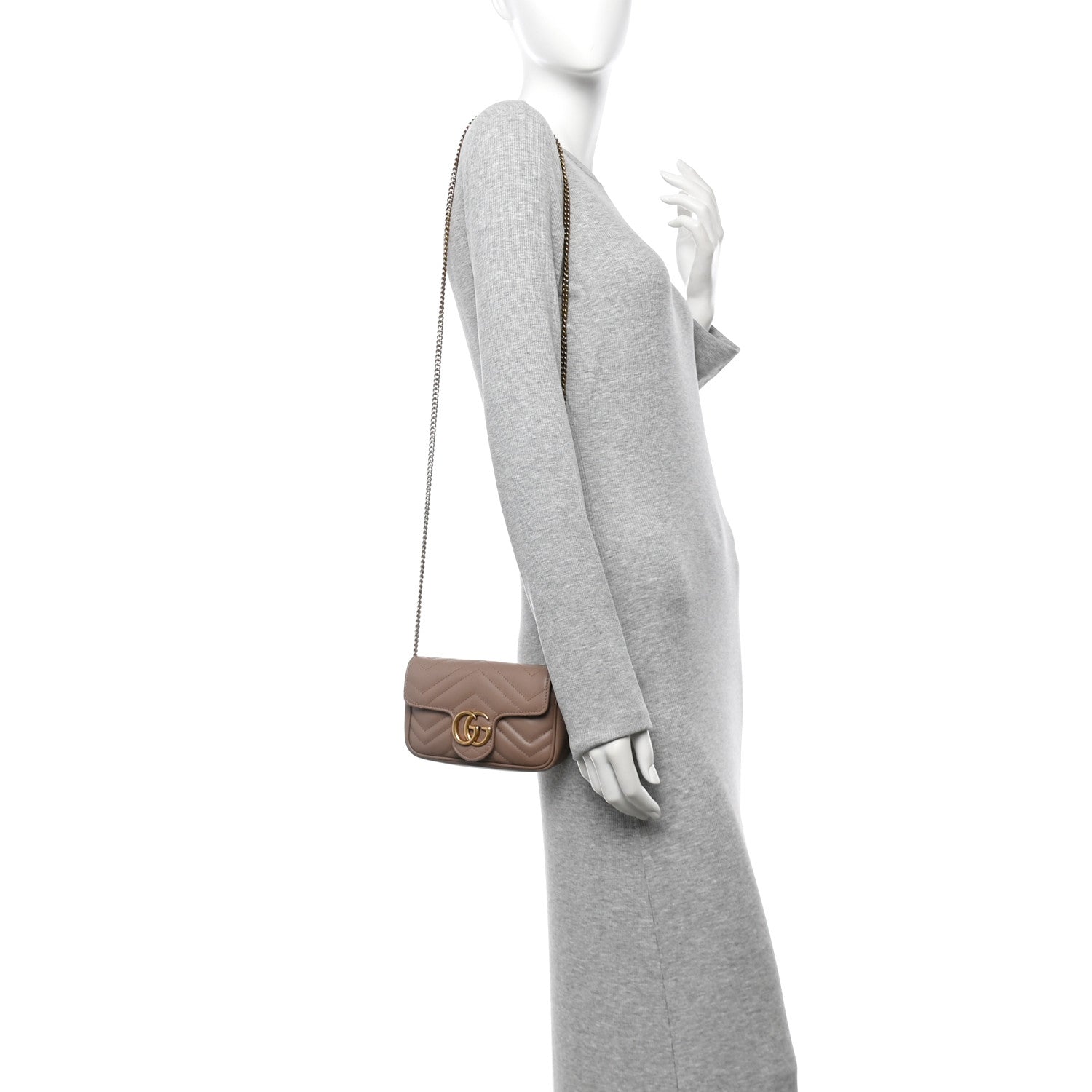 Calfskin Matelasse Super Mini GG Marmont Shoulder Bag Porcelain Rose