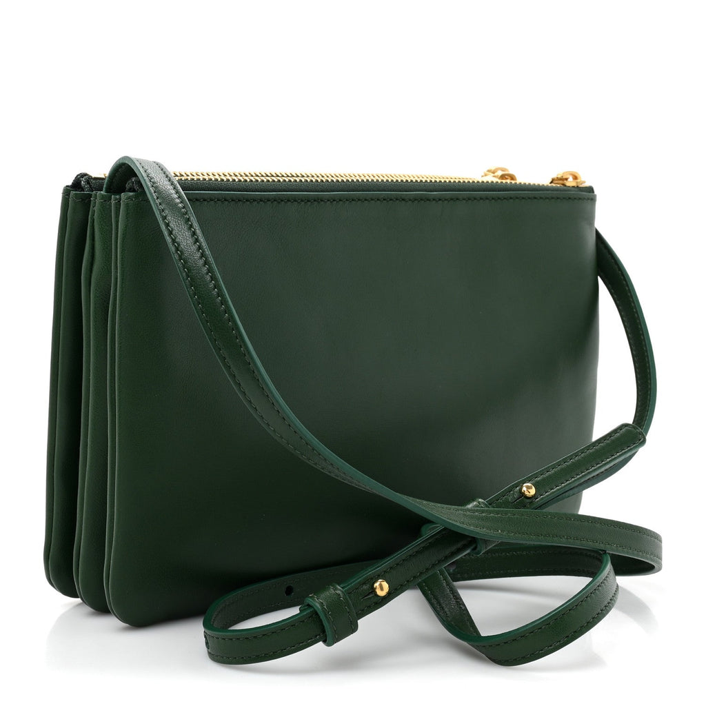 Lambskin Large Trio Crossbody Bag Malachite