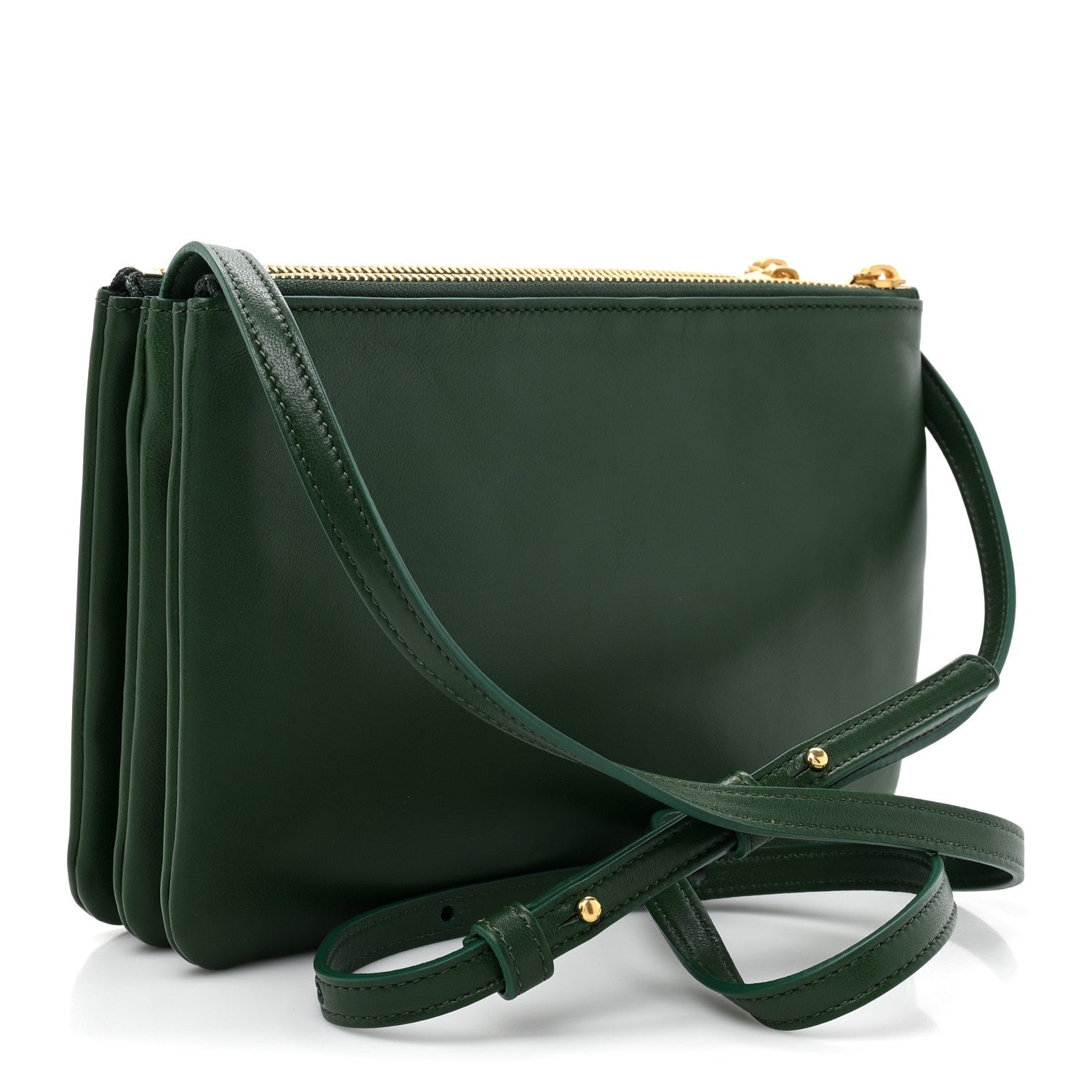 Lambskin Large Trio Crossbody Bag Malachite