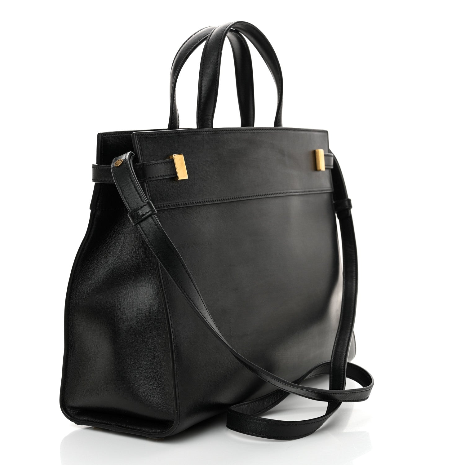 Calfskin Small Manhattan Shopper Tote Black