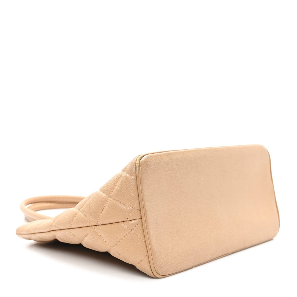 Caviar Quilted Medallion Tote Beige