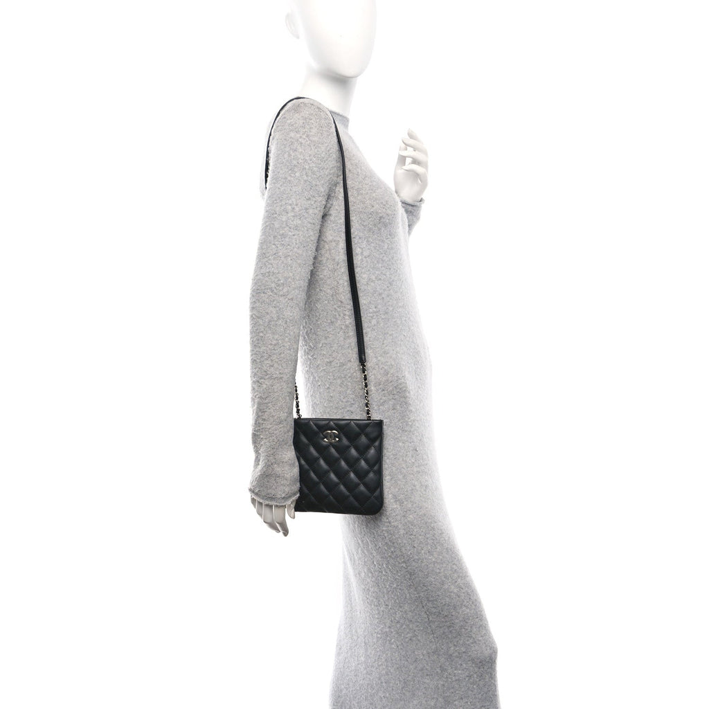 Lambskin Quilted Crossbody Bag Black