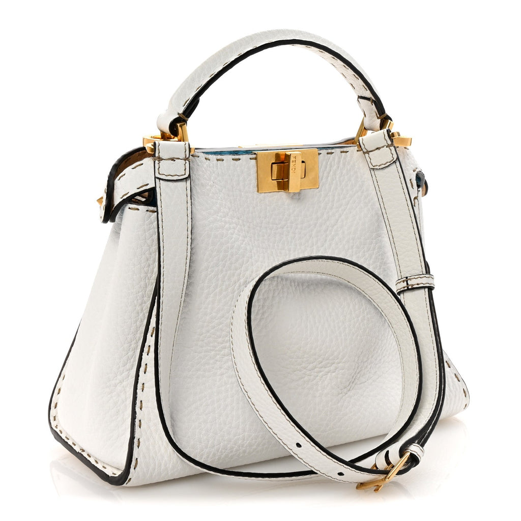 Cuoio Romano Selleria Medium Peekaboo Iconic Essentially Satchel White Papiro Pool