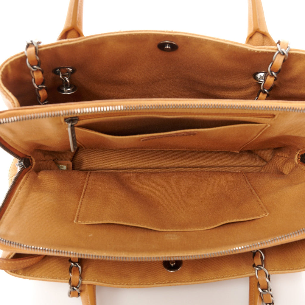 Grained Vegetal Calfskin Small Urban Shopping Tote Camel