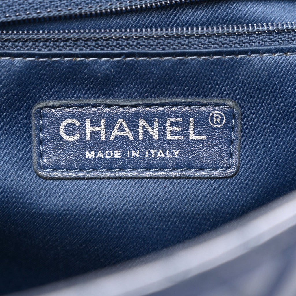 Lambskin Quilted Large CC Crossing Flap Navy