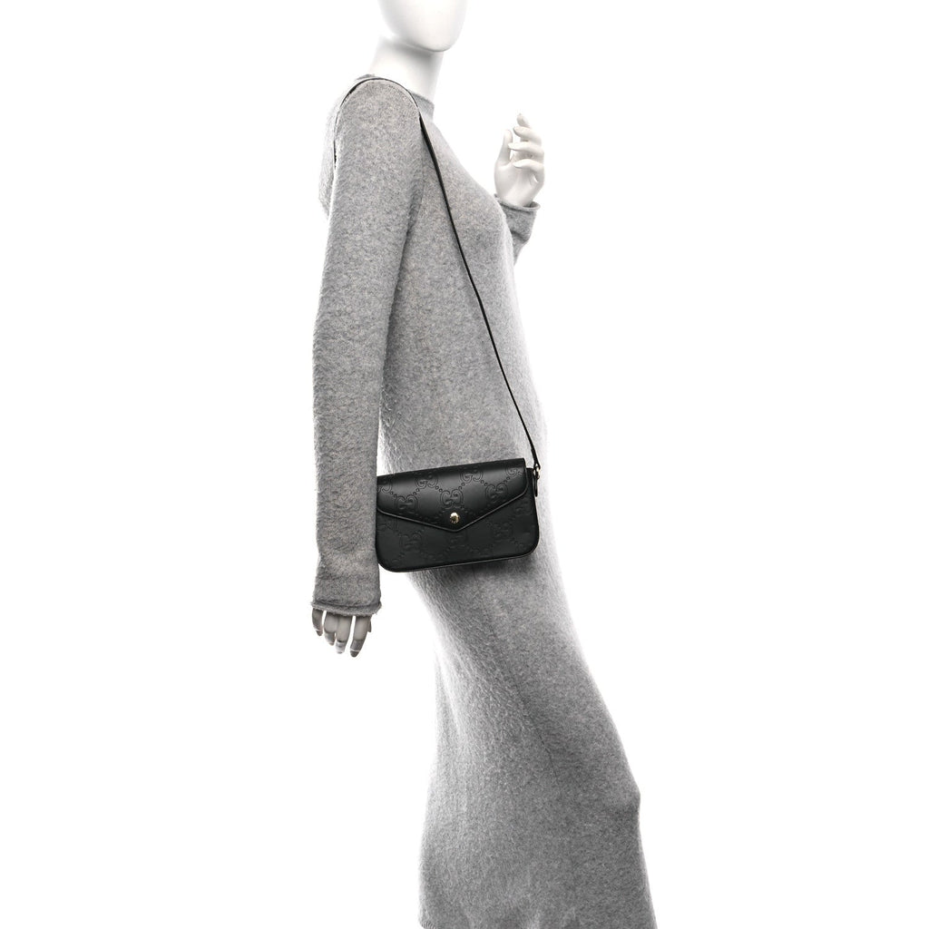 Gilbert Calfskin GG Super Mini Shoulder Bag Black
