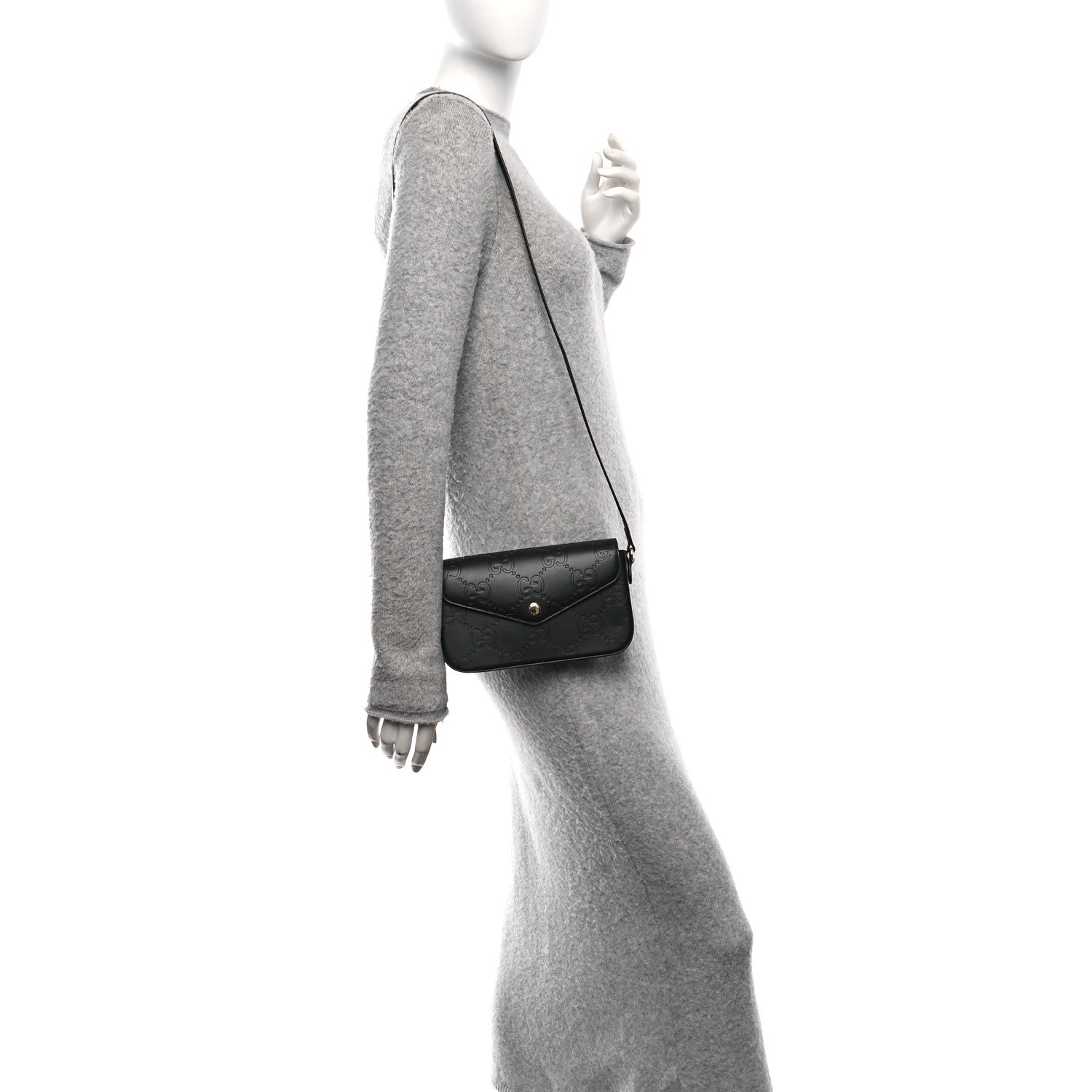 Gilbert Calfskin GG Super Mini Shoulder Bag Black
