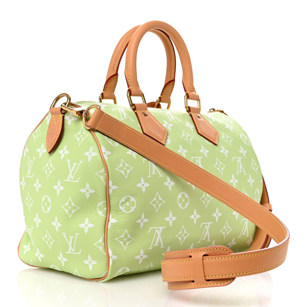Calfskin Monogram Speedy P9 Bandouliere 30 Frozen Lime